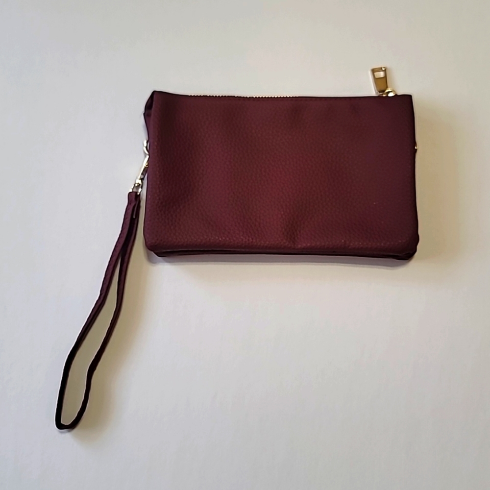 Multipurpose Wrist Bag Wristlet Wallet Burgundy
